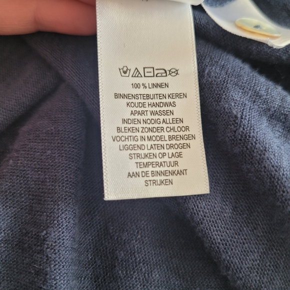 H Halston Navy Linen Short Sleeve Button Front Cardigan - Picture 13 of 13